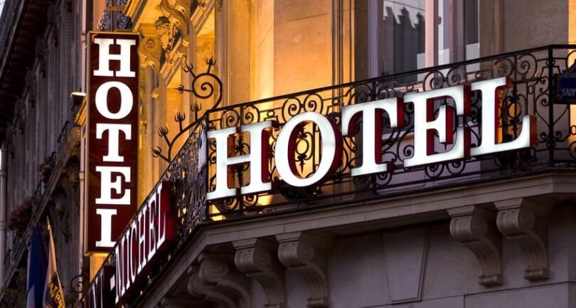 HOTEL sign evoking the historic establishments of the Pera district, where Orient-Express travelers stayed.