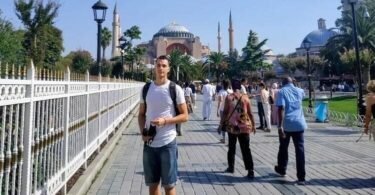 Kevin in front of Hagia Sophia, Istanbul, Turkey