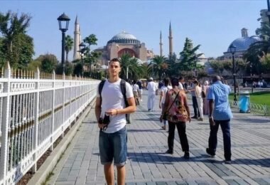 Kevin in front of Hagia Sophia, Istanbul, Turkey